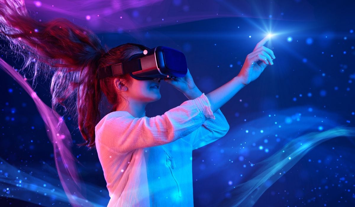 Image of woman wearing VR headset